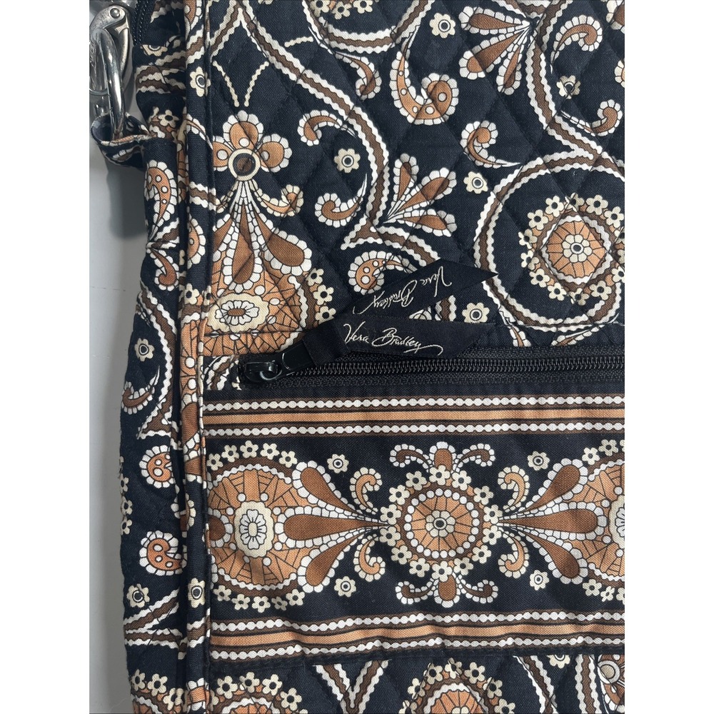 Vera Bradley Crossbody Paisley Caffe Latte Brown Black Bag Purse Flap Boho - Picture 10 of 13